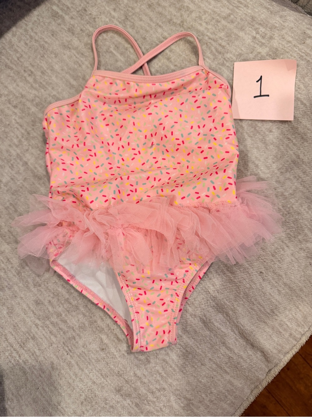 healthtex Gumball Pink Toddler Tulle Skirted Swimsuit